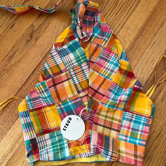 NWT SIZE 4 NWT BIRKENSTOCK + KAI PATCHWORK PLAID COTTON HALTER TOP - Picture 6 of 6